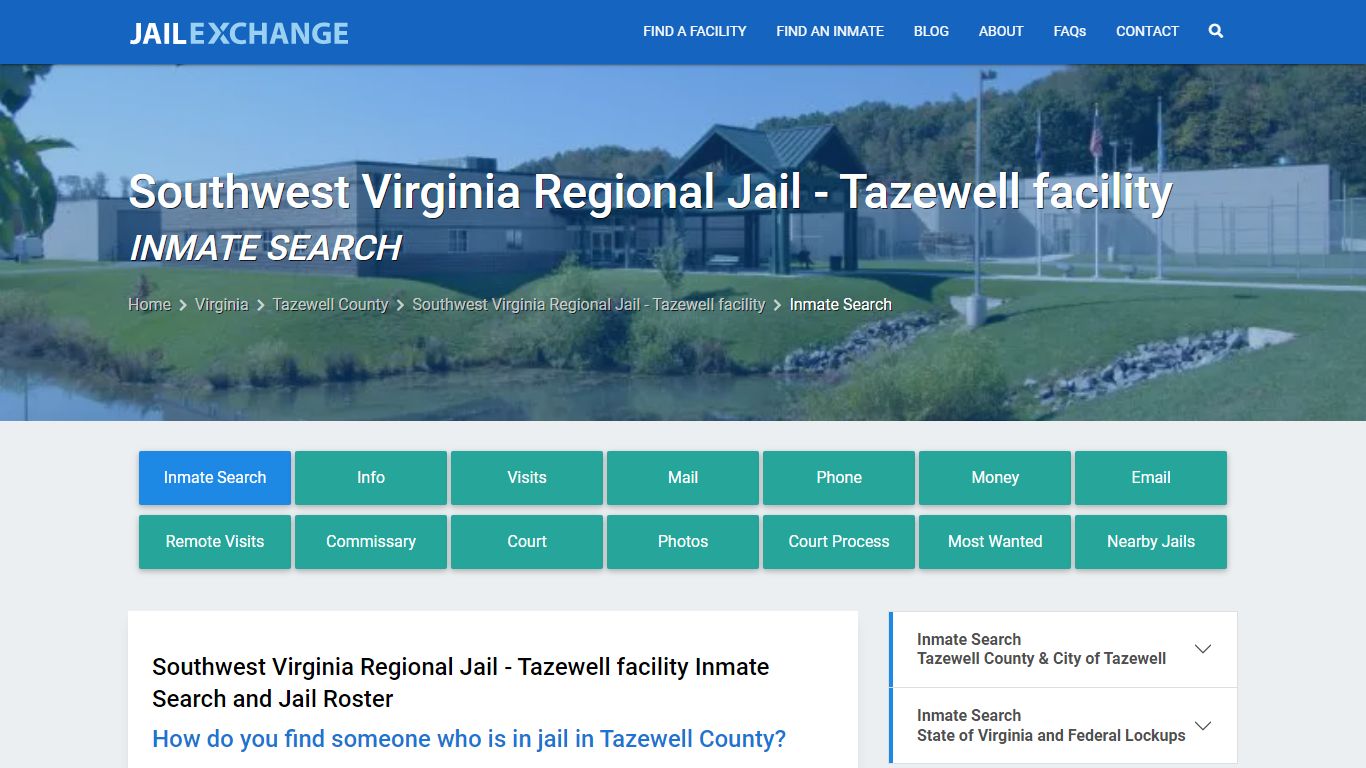 Southwest Virginia Regional Jail - Tazewell facility Inmate Search